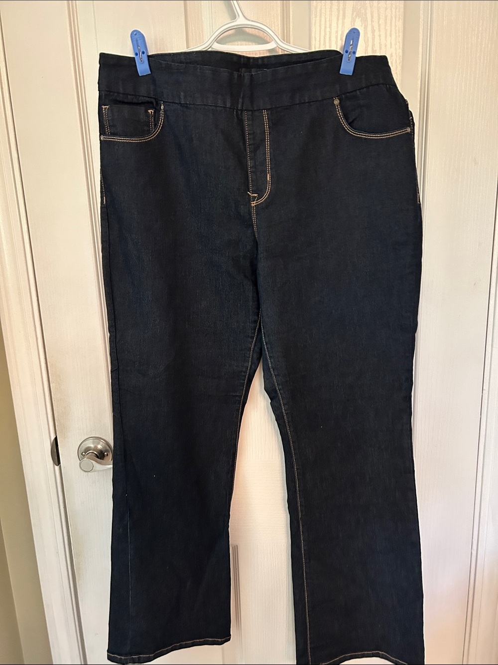 Boot-Cut Dark Blue Denim Jeans for Women